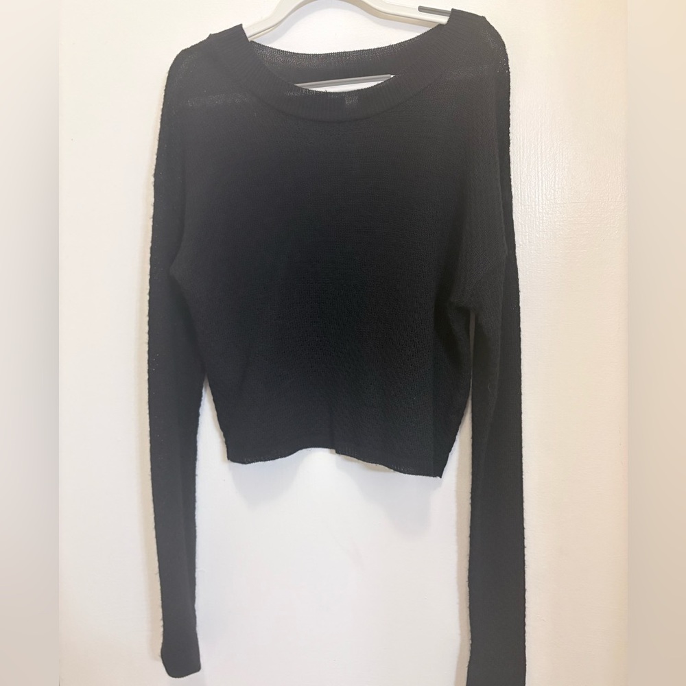 Abound Black Long Sleeve Crop Top